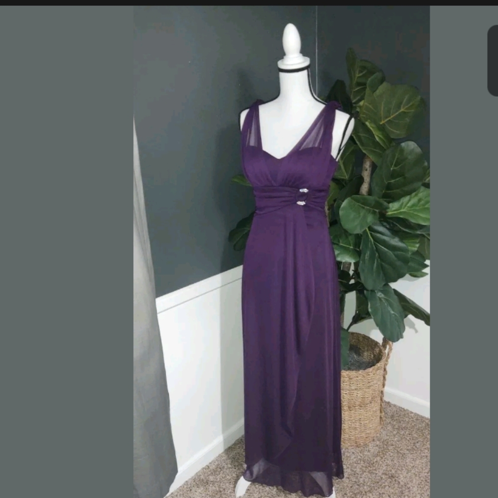 Betsy Adam Dark Plum 4 wedding prom formal dress